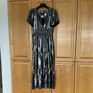 Anthropologie Metallic Midi Dress